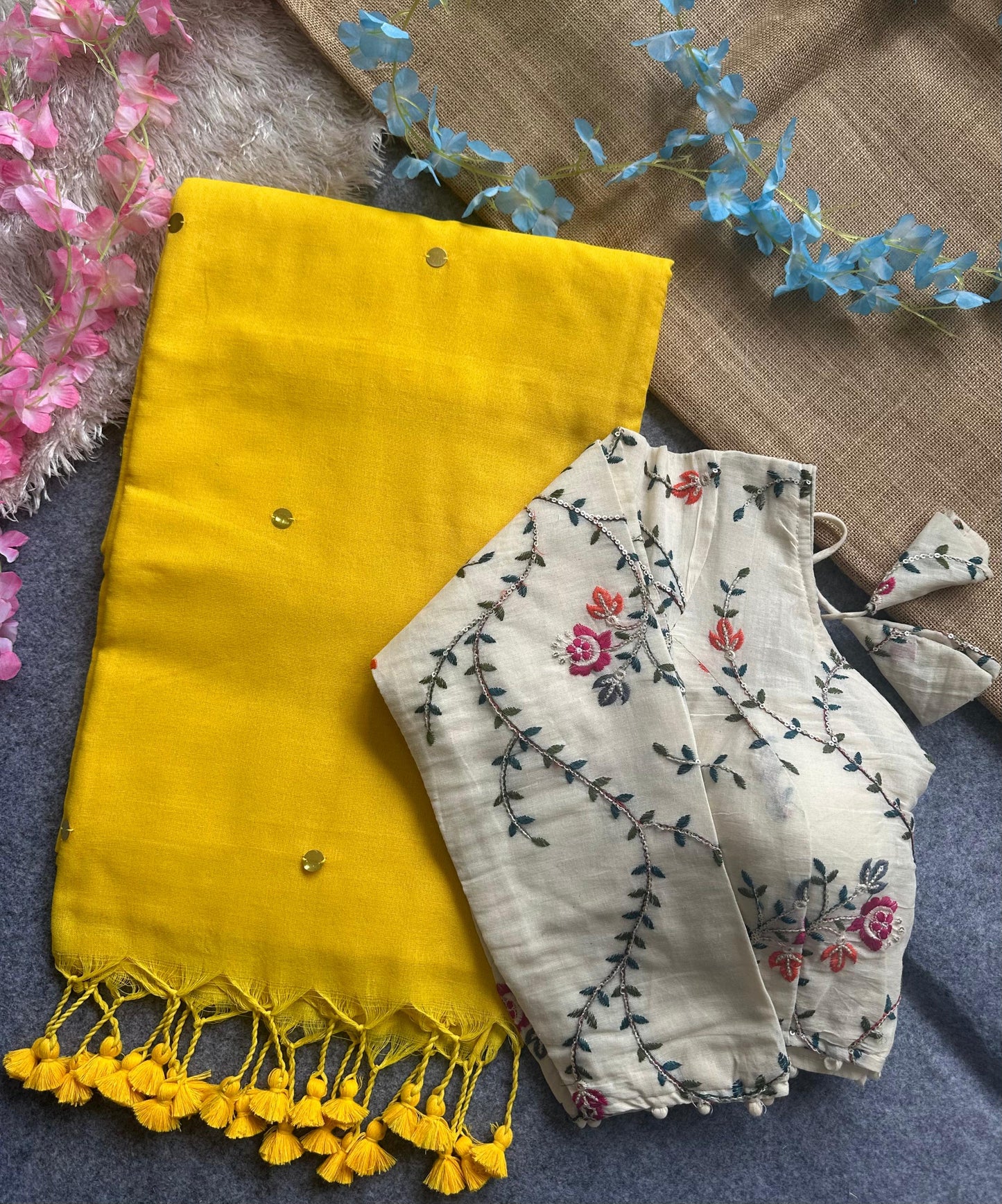 Khadi Cotton Saree and Blouse