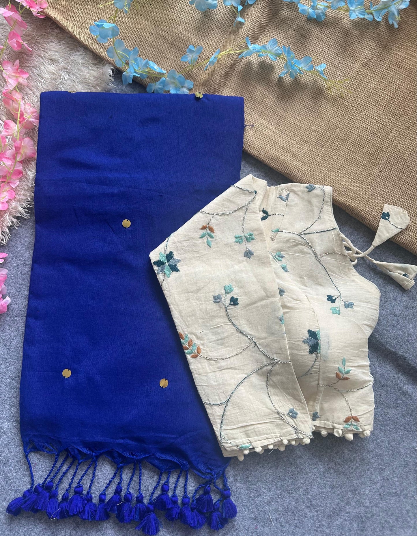 Khadi Cotton Saree and Blouse