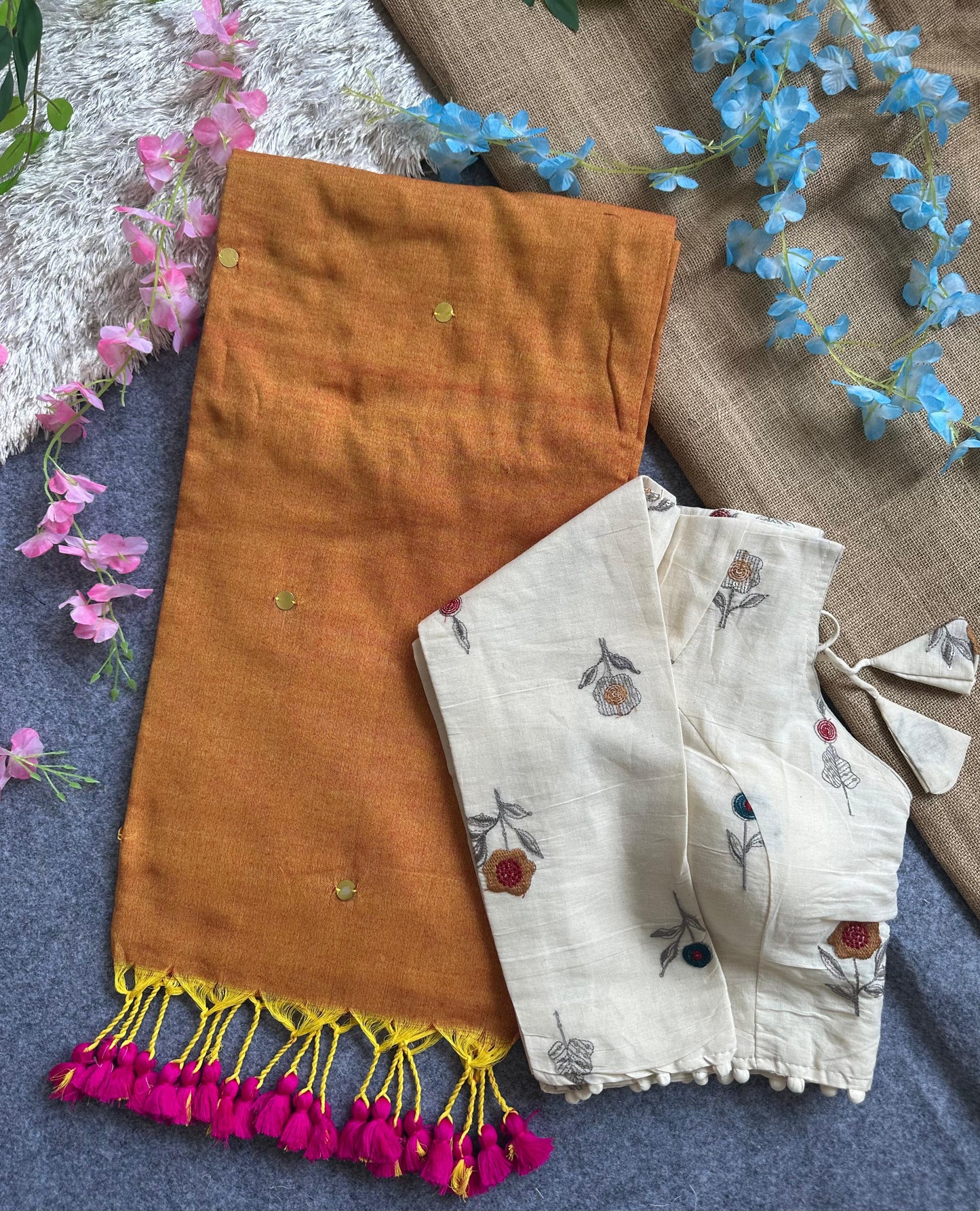 Khadi Cotton Saree and Blouse