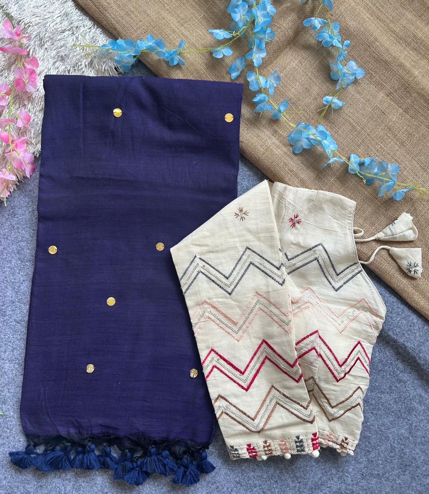Khadi Cotton Saree and Blouse
