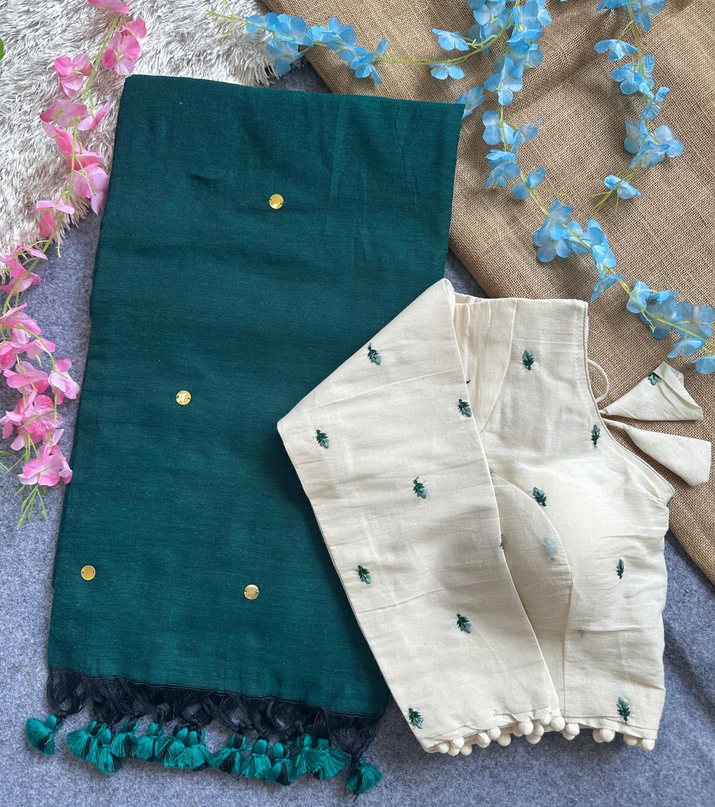 Khadi Cotton Saree and Blouse