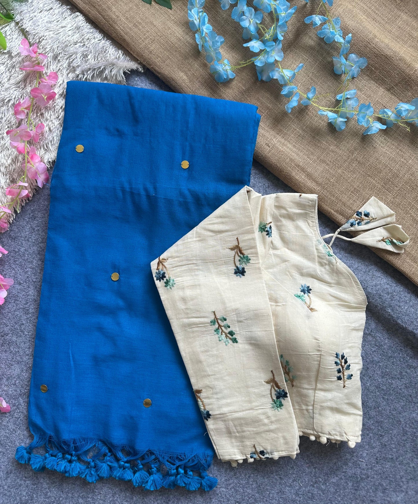Khadi Cotton Saree and Blouse