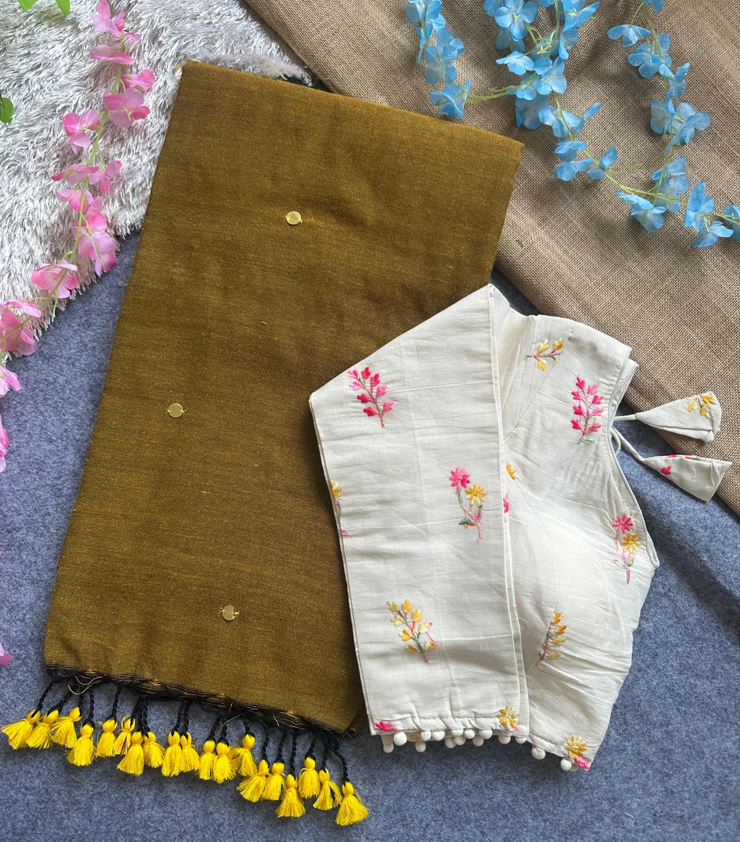 Khadi Cotton Saree and Blouse