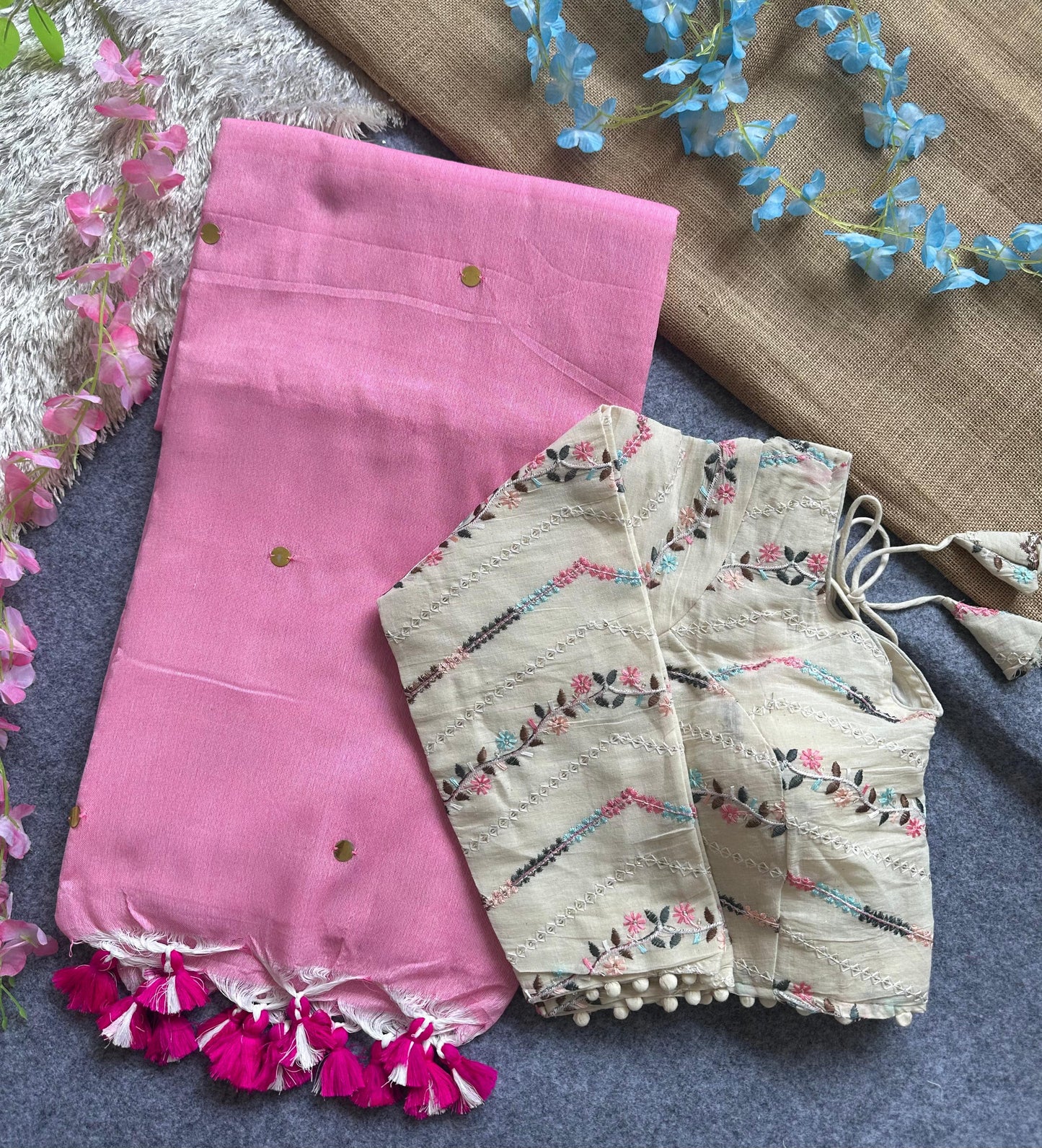 Khadi Cotton Saree and Blouse