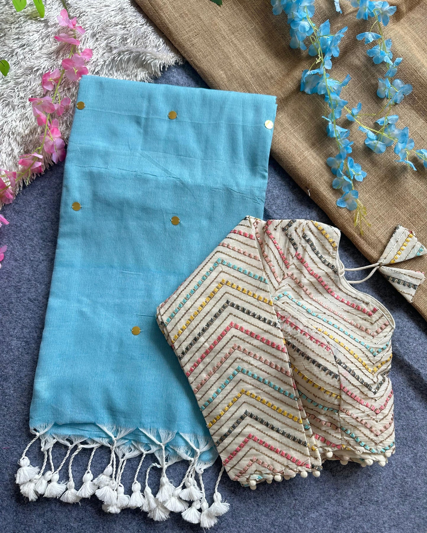Khadi Cotton Saree and Blouse