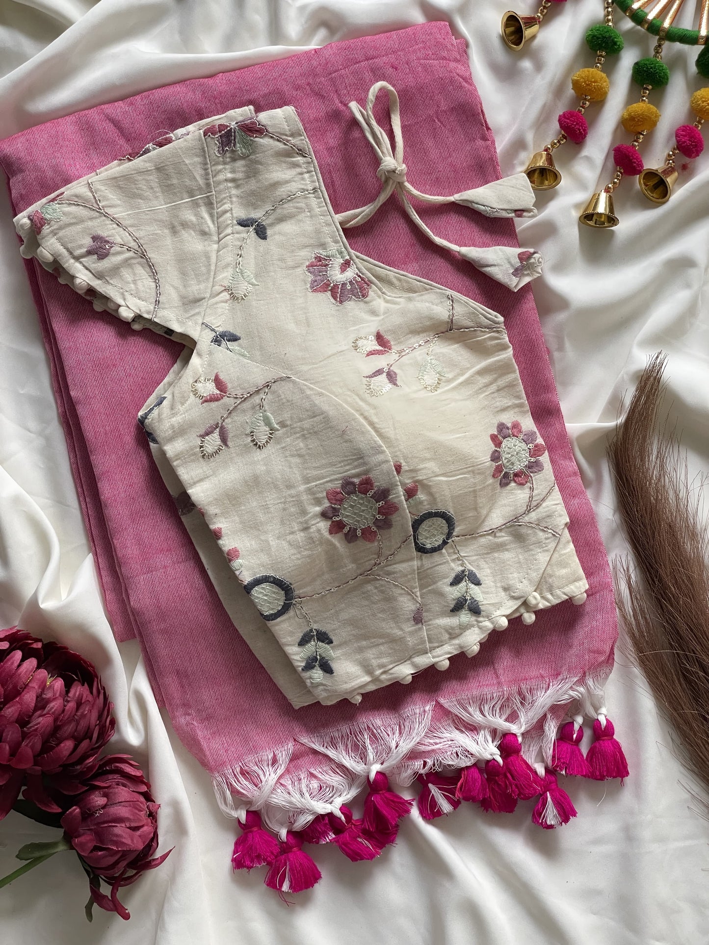 Khadi Cotton Saree with Heavy Khadi Cotton Blouse