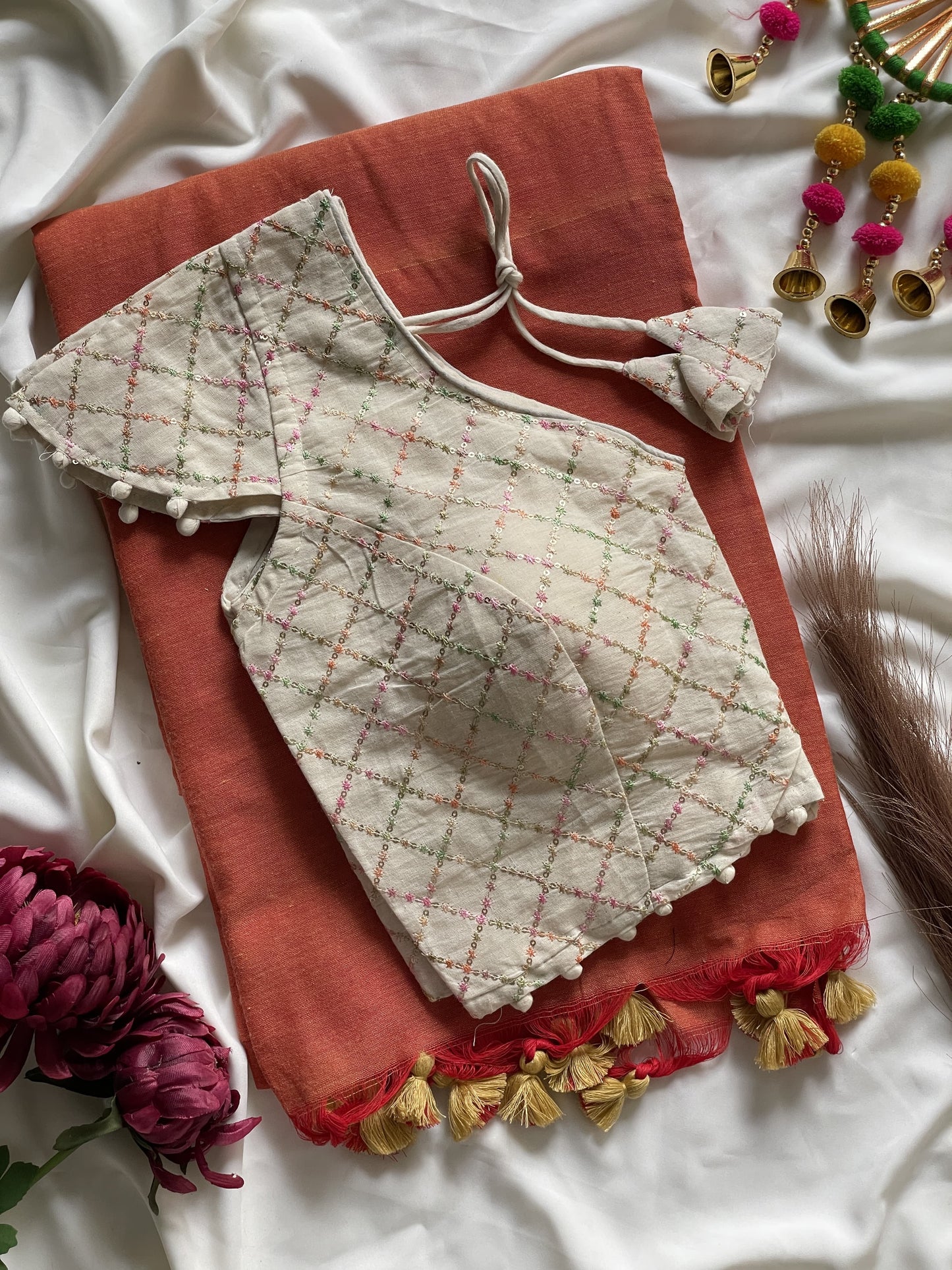 Khadi Cotton Saree with Heavy Khadi Cotton Blouse