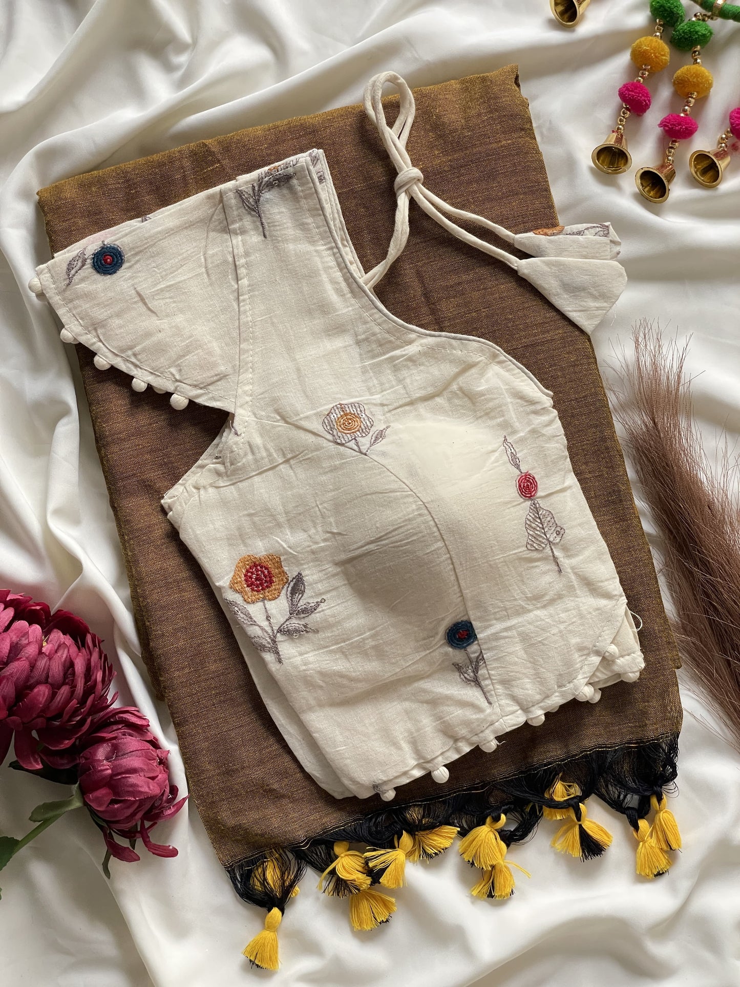 Khadi Cotton Saree with Heavy Khadi Cotton Blouse