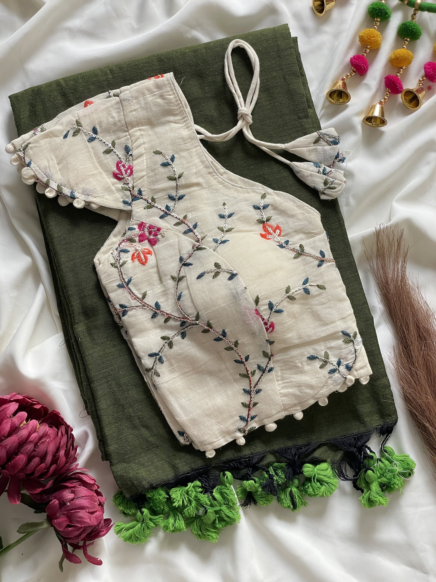 Khadi Cotton Saree with Heavy Khadi Cotton Blouse