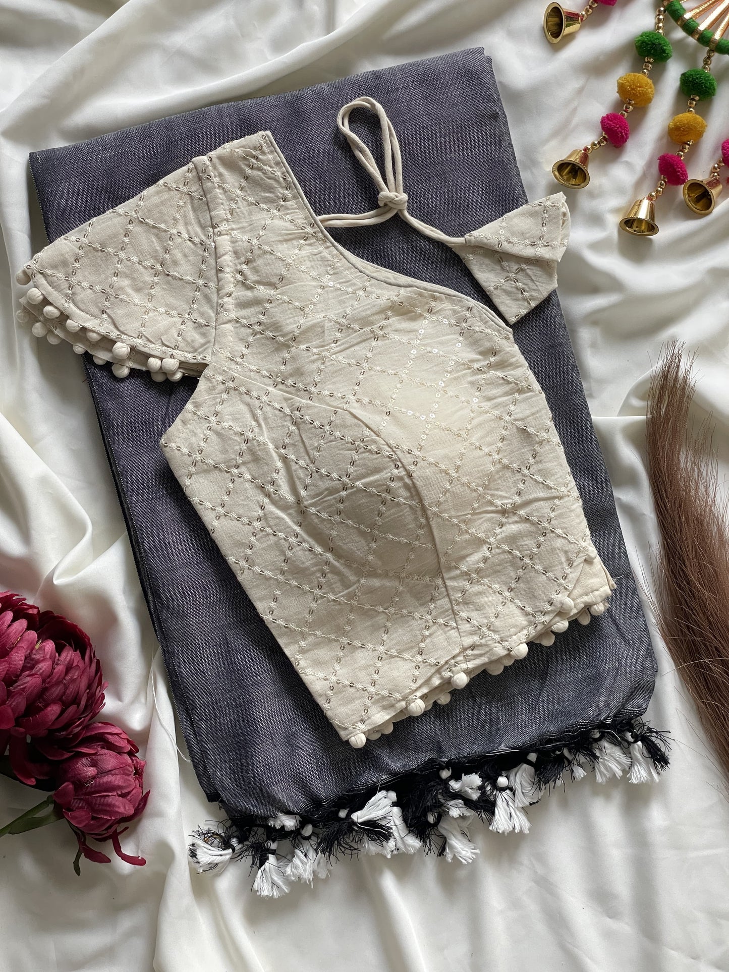 Khadi Cotton Saree with Heavy Khadi Cotton Blouse