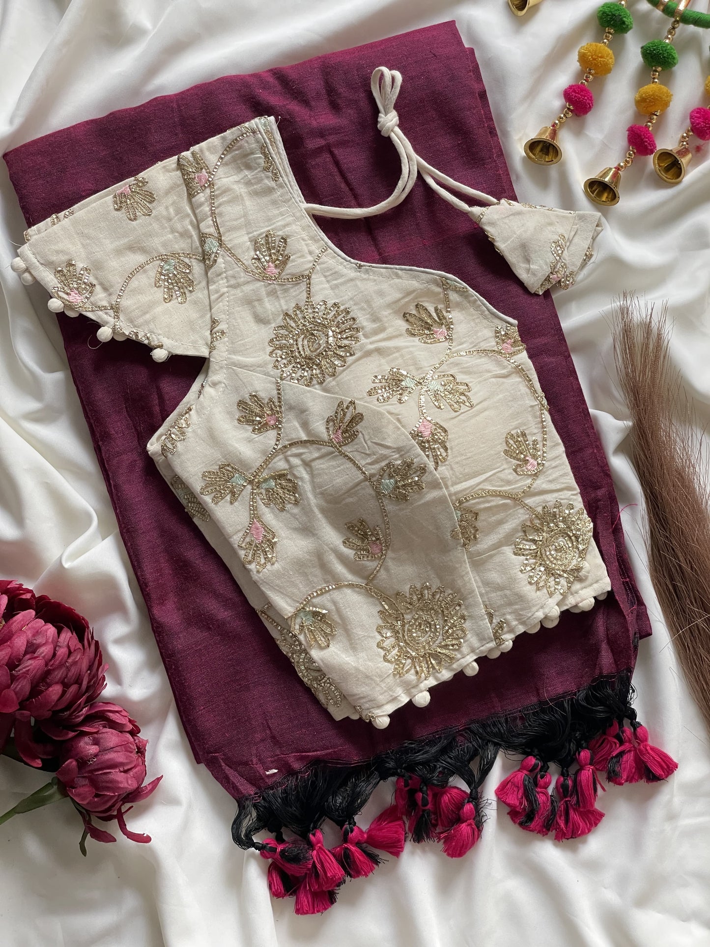 Khadi Cotton Saree with Heavy Khadi Cotton Blouse