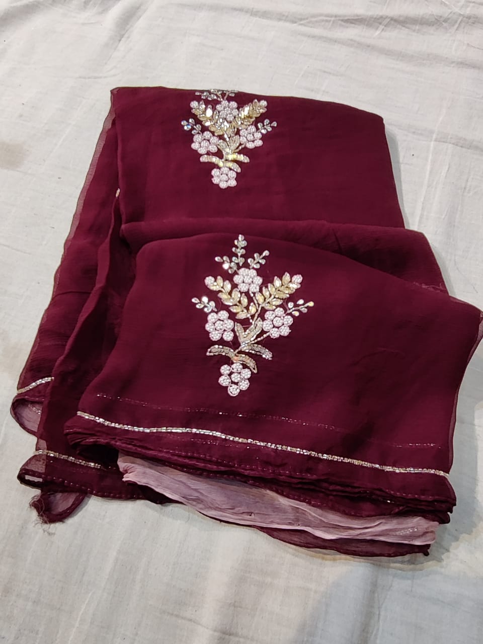 Pure Chiffon Handwork Saree
