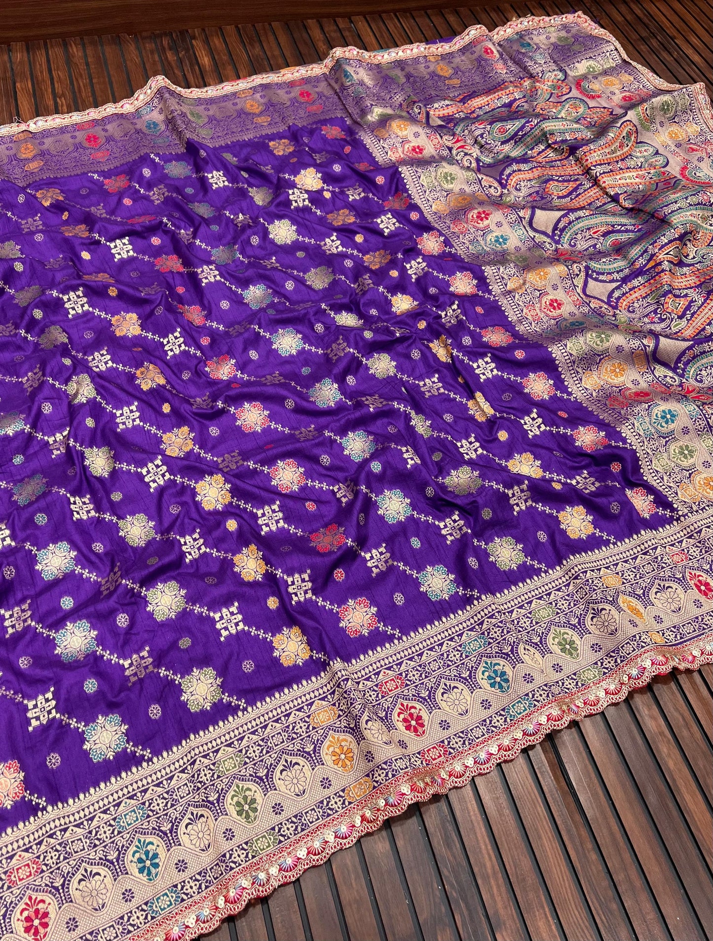 Hand-Dyed Saree with Elegant Detailing