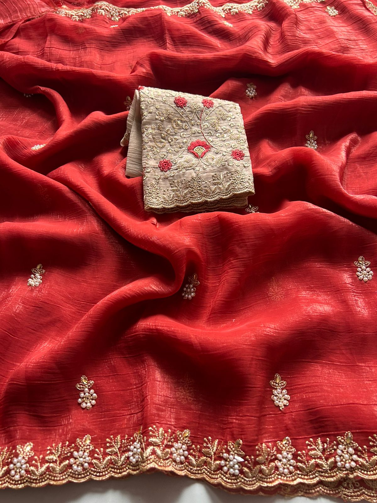 Crunchy Chiffon Crush Silk Saree