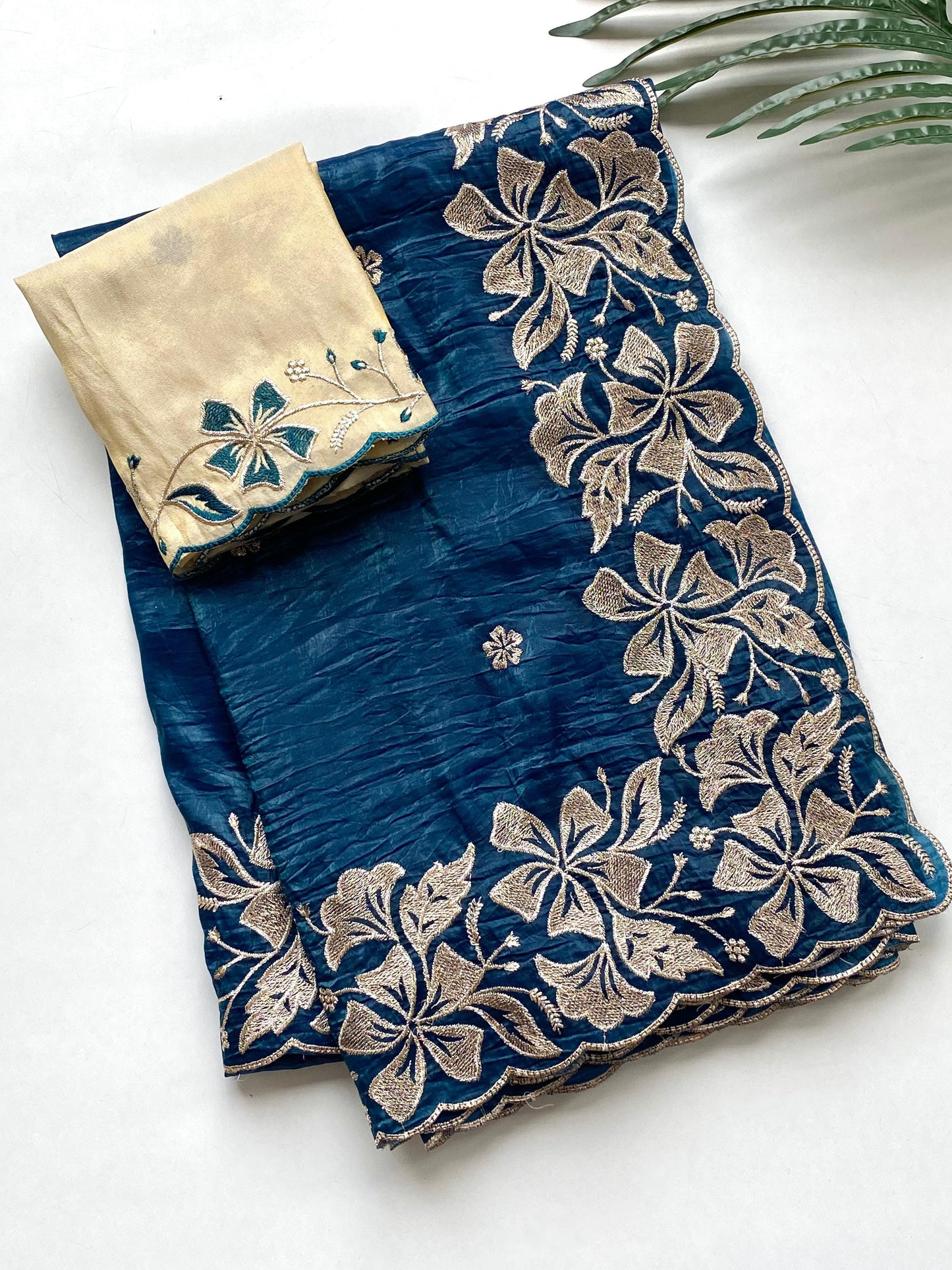 Crush Silk Embroidered Saree