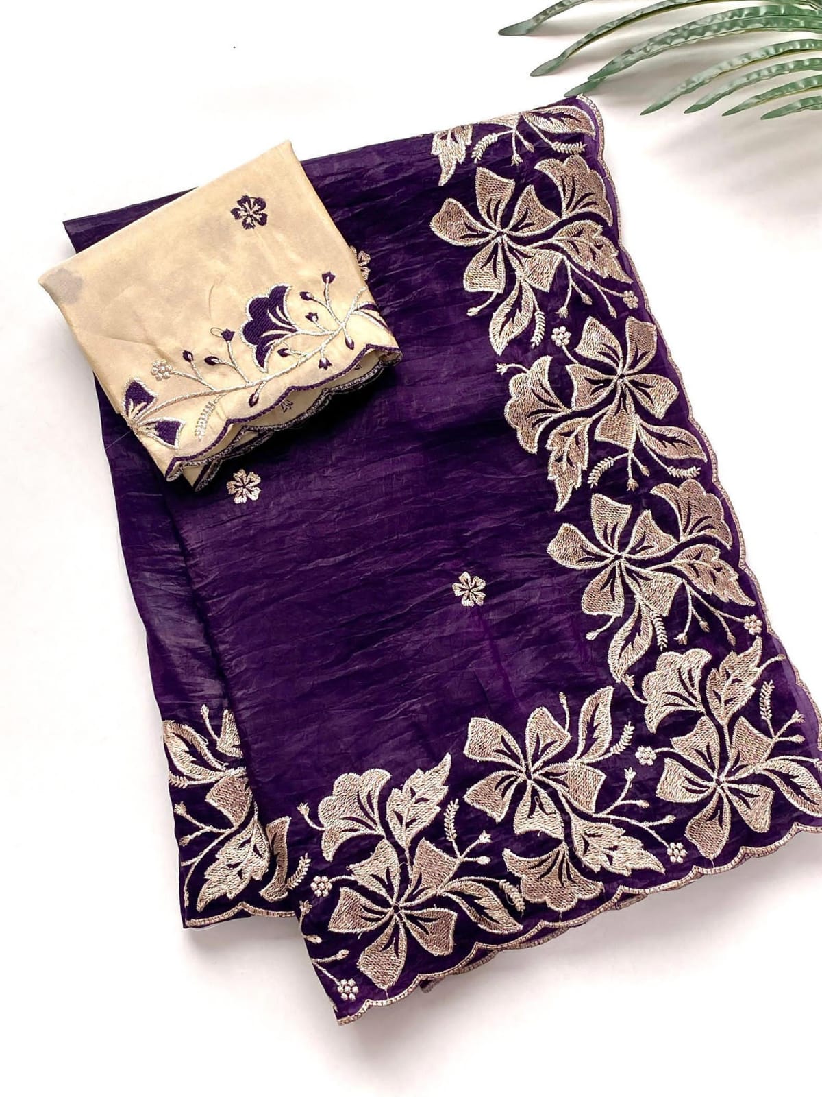 Crush Silk Embroidered Saree