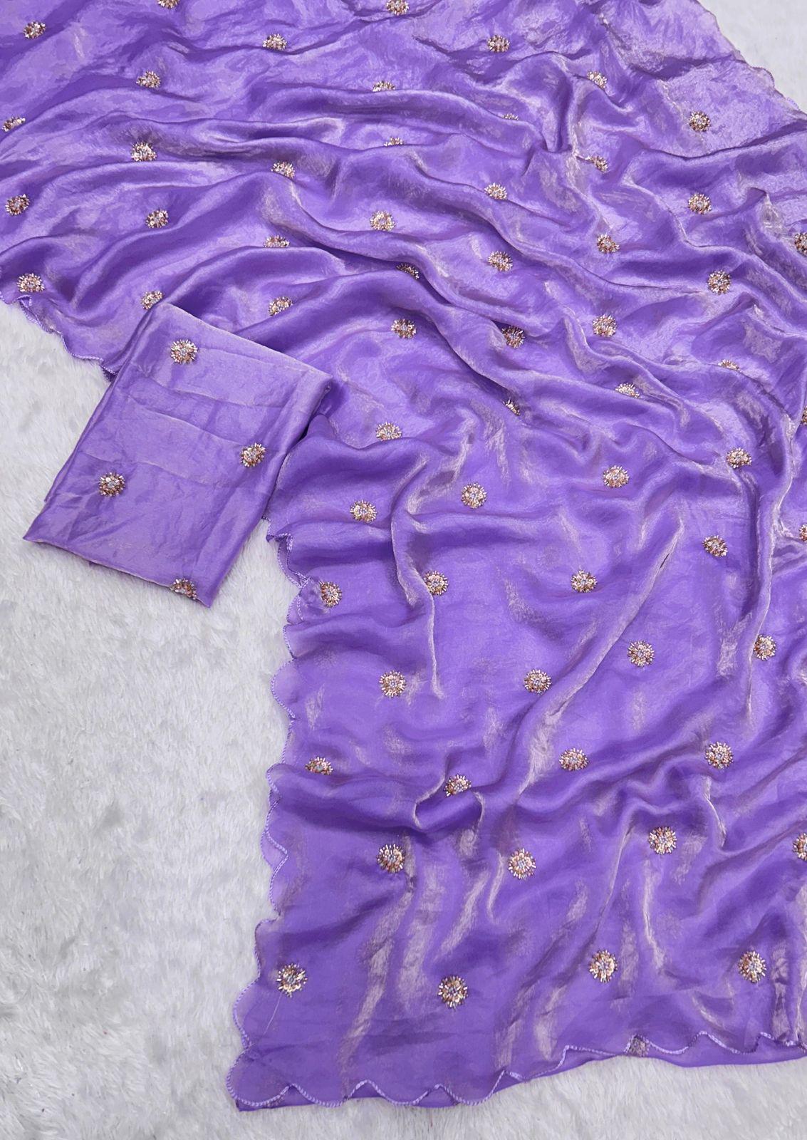Fandy Satin Saree with Designer Blouse
