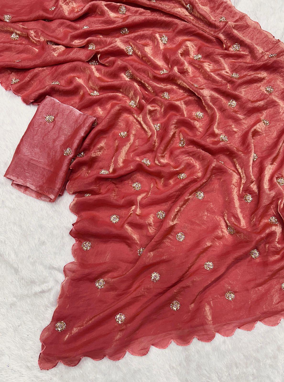 Fandy Satin Saree with Designer Blouse