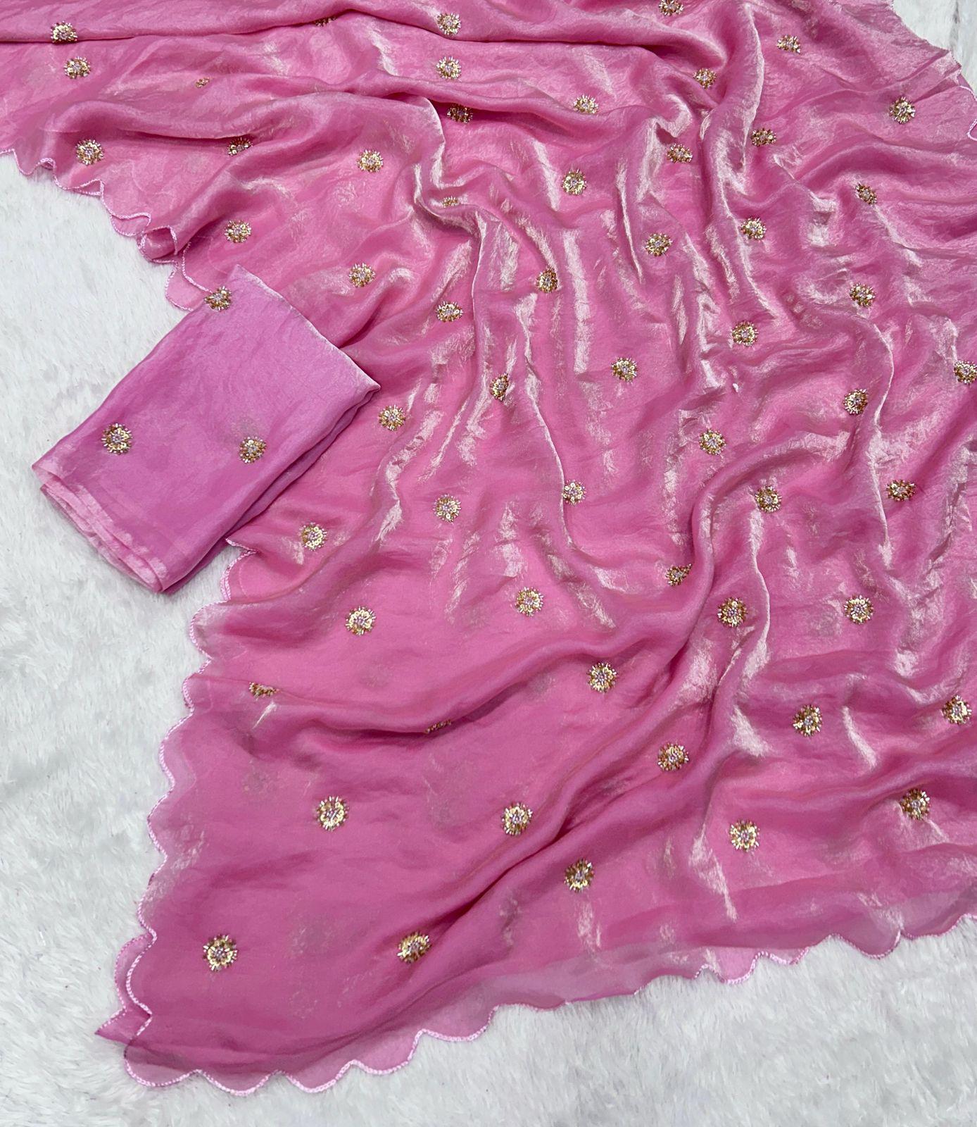 Fandy Satin Saree with Designer Blouse