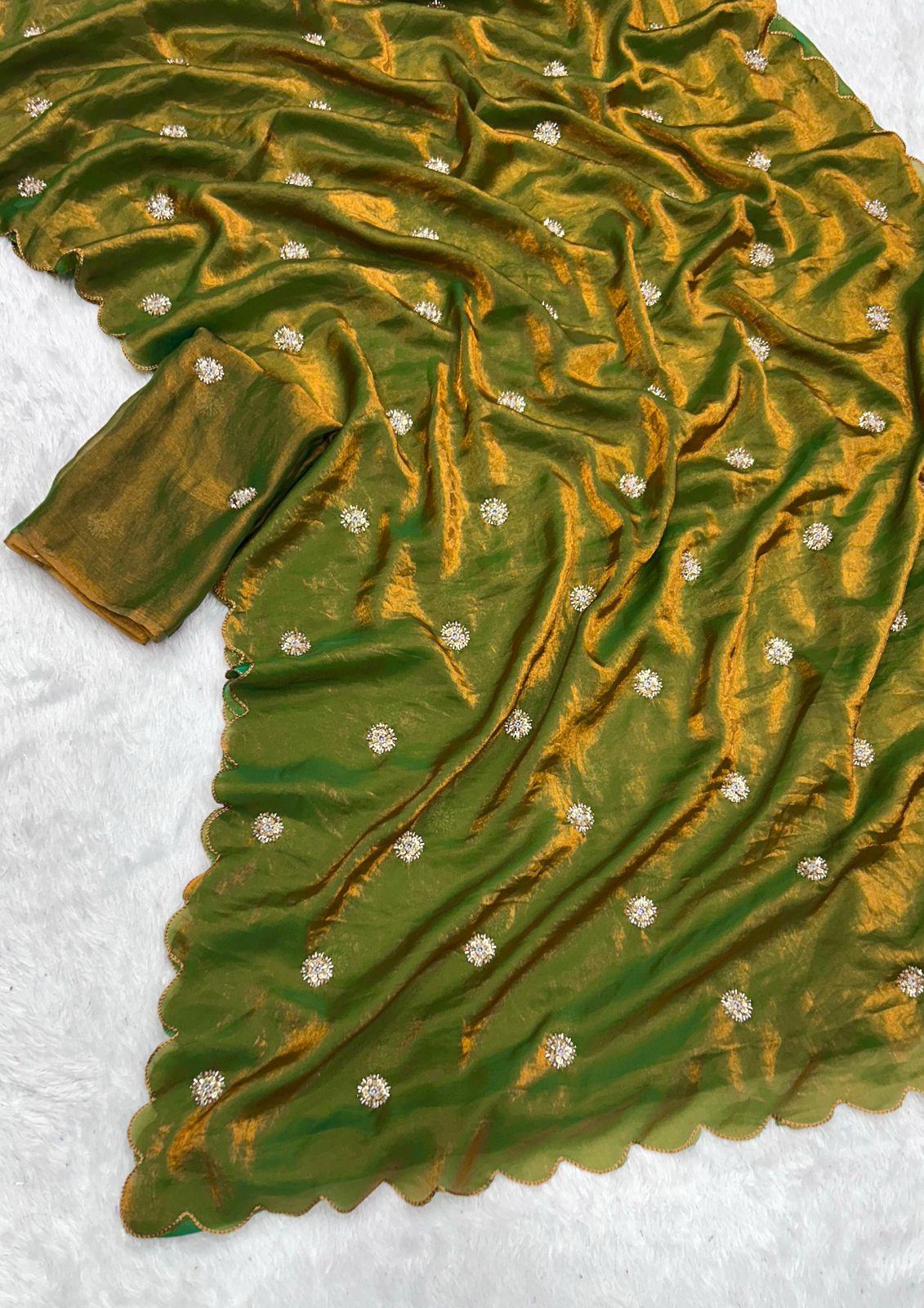 Fandy Satin Saree with Designer Blouse