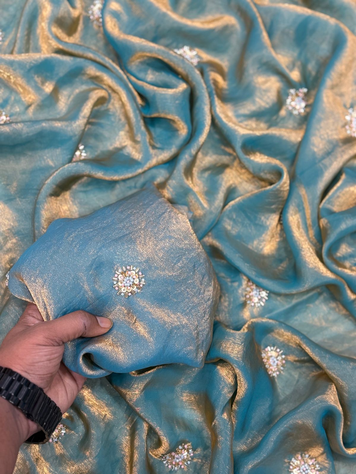 Fandy Satin Saree with Designer Blouse