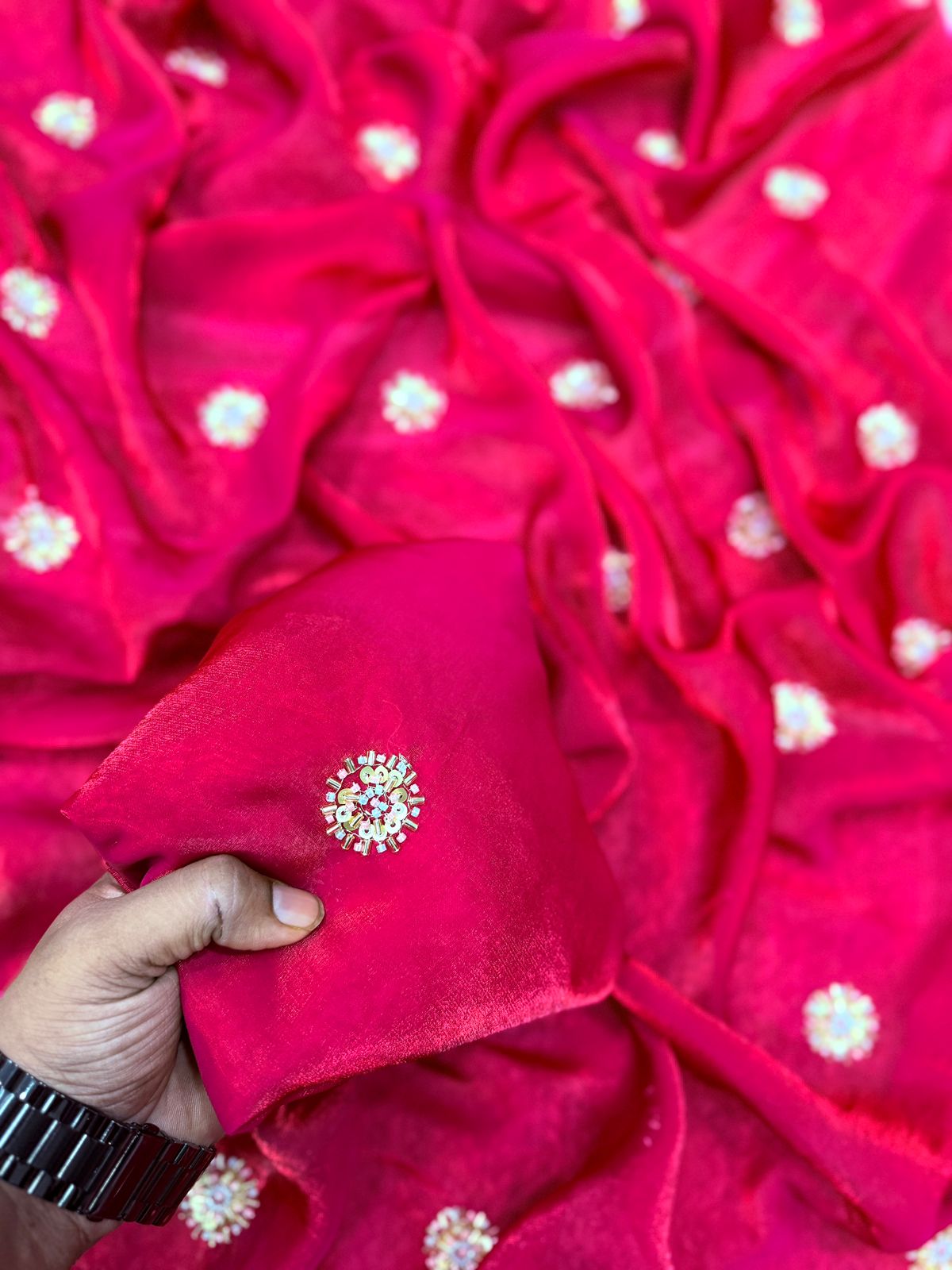 Fandy Satin Saree with Designer Blouse