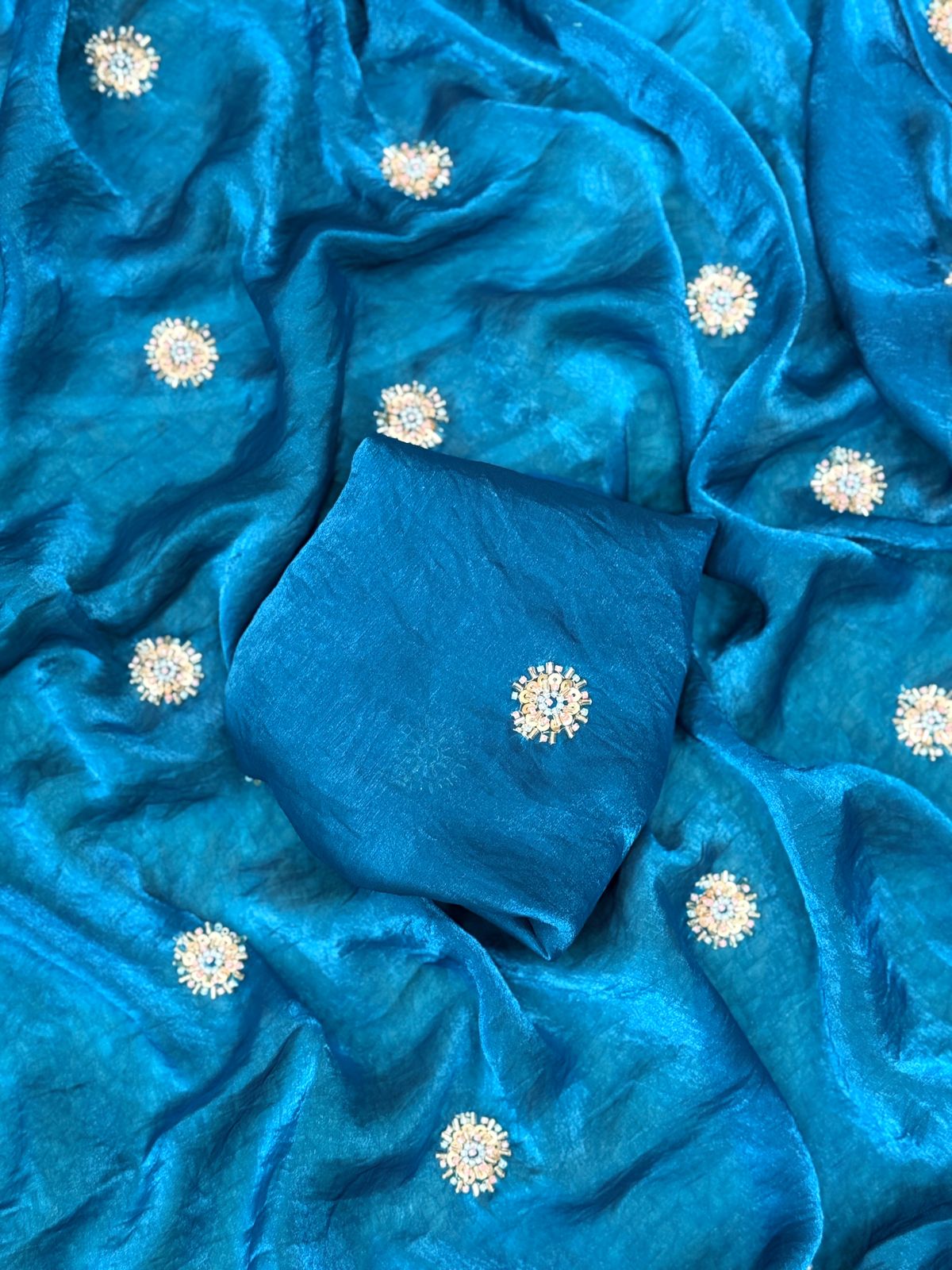 Fandy Satin Saree with Designer Blouse