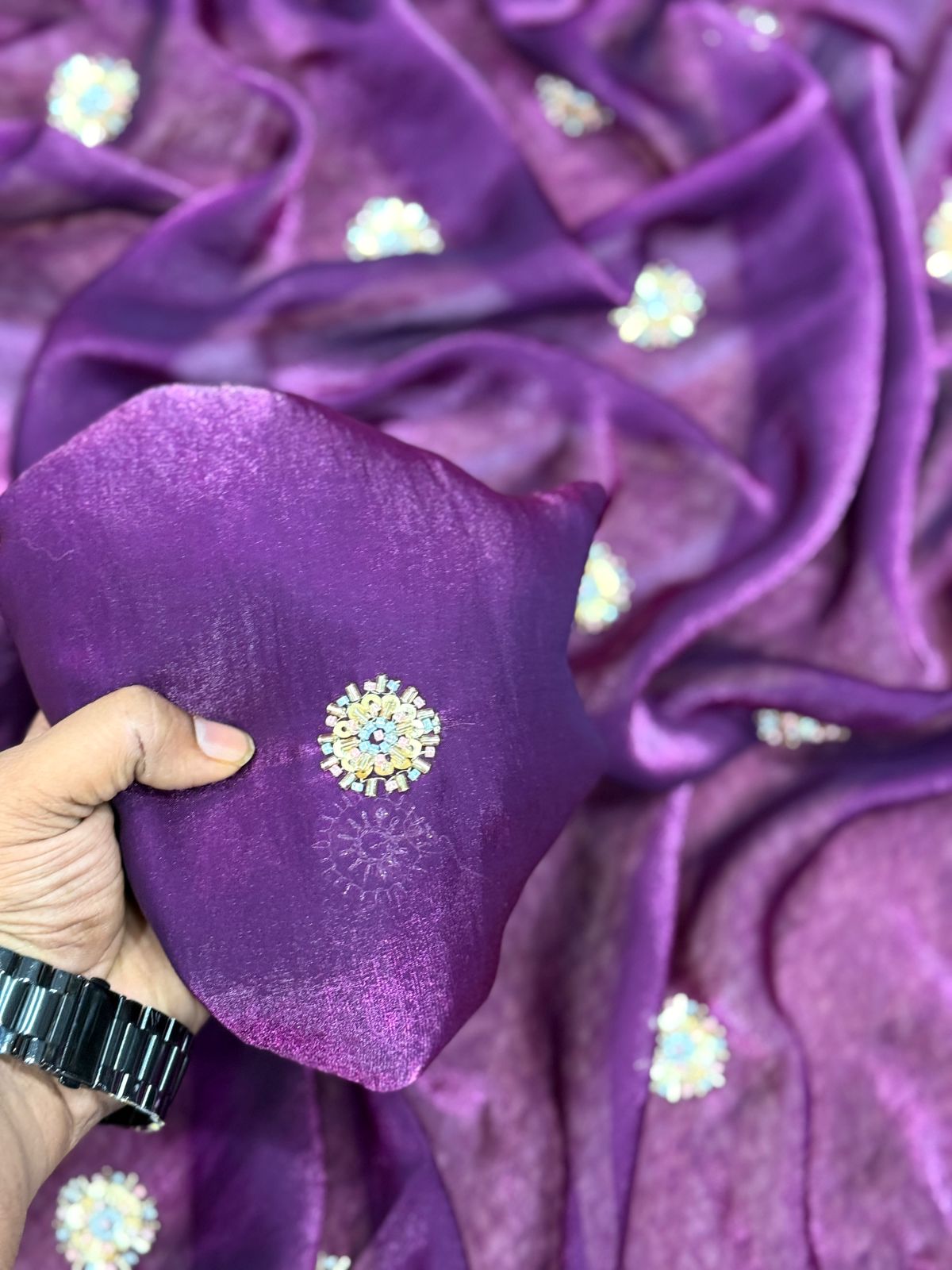 Fandy Satin Saree with Designer Blouse