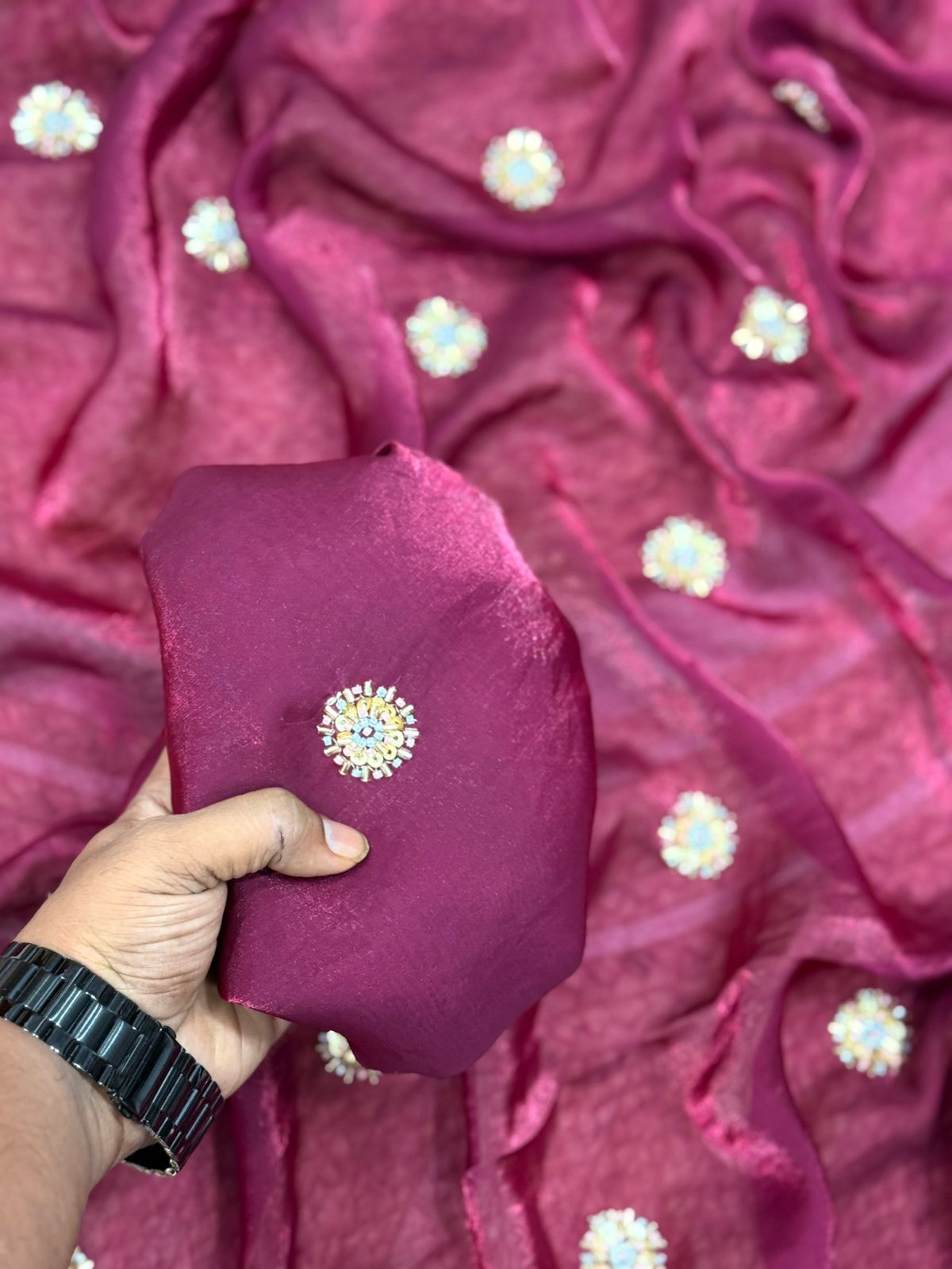 Fandy Satin Saree with Designer Blouse