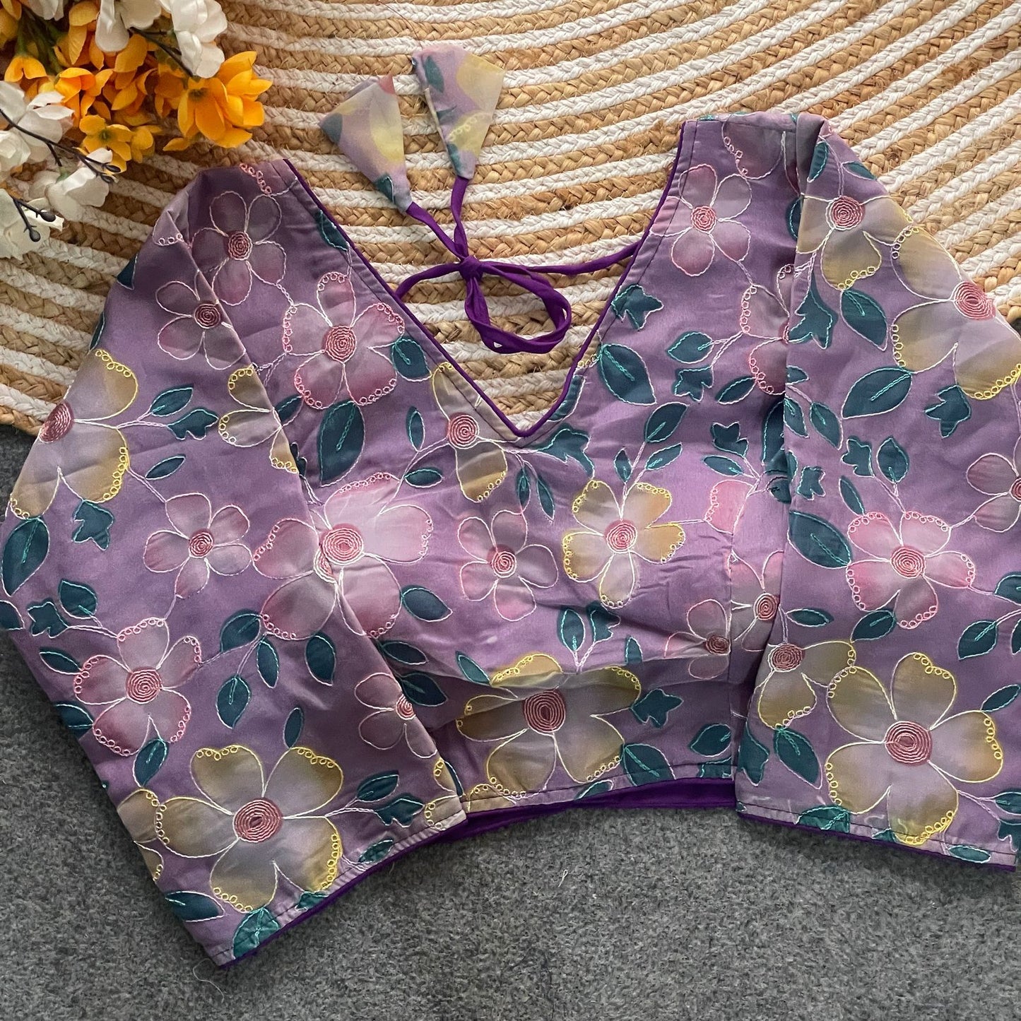 Designer Organza Print Blouse – Multi-Work Position Print