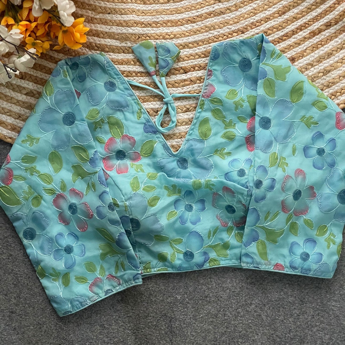 Designer Organza Print Blouse – Multi-Work Position Print