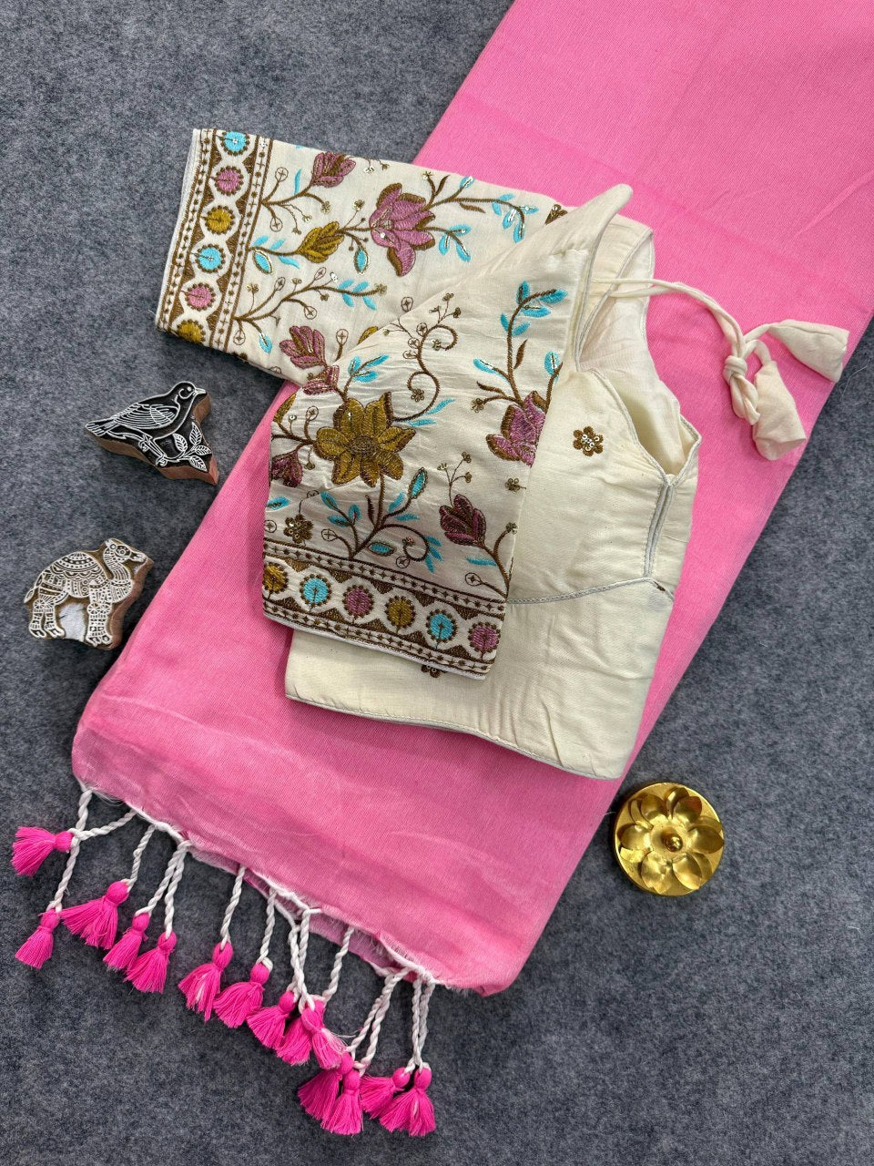 Khadi Cotton Saree and Blouse