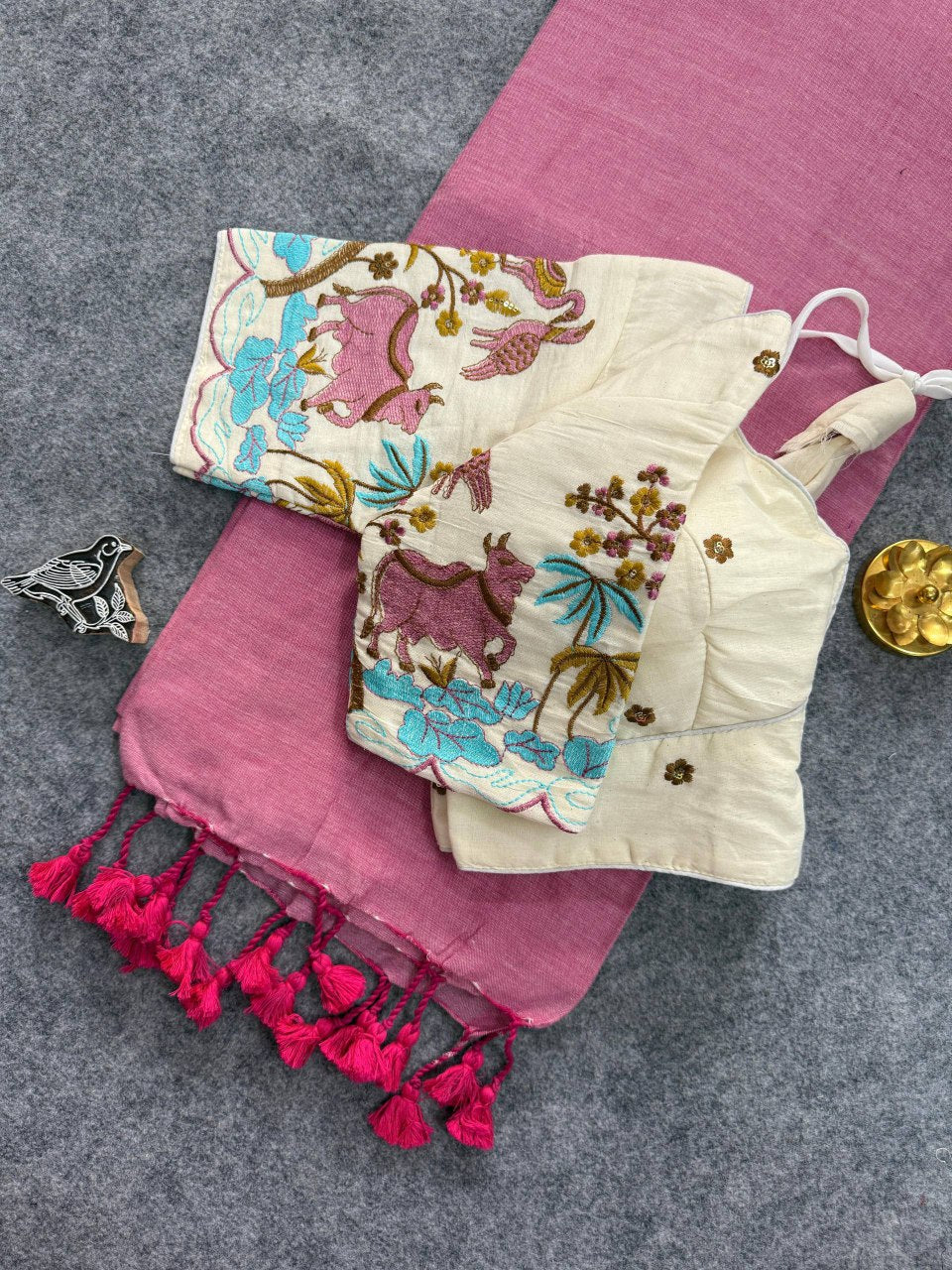 Khadi Cotton Saree and Blouse