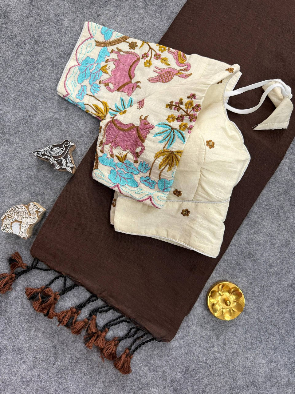 Khadi Cotton Saree and Blouse