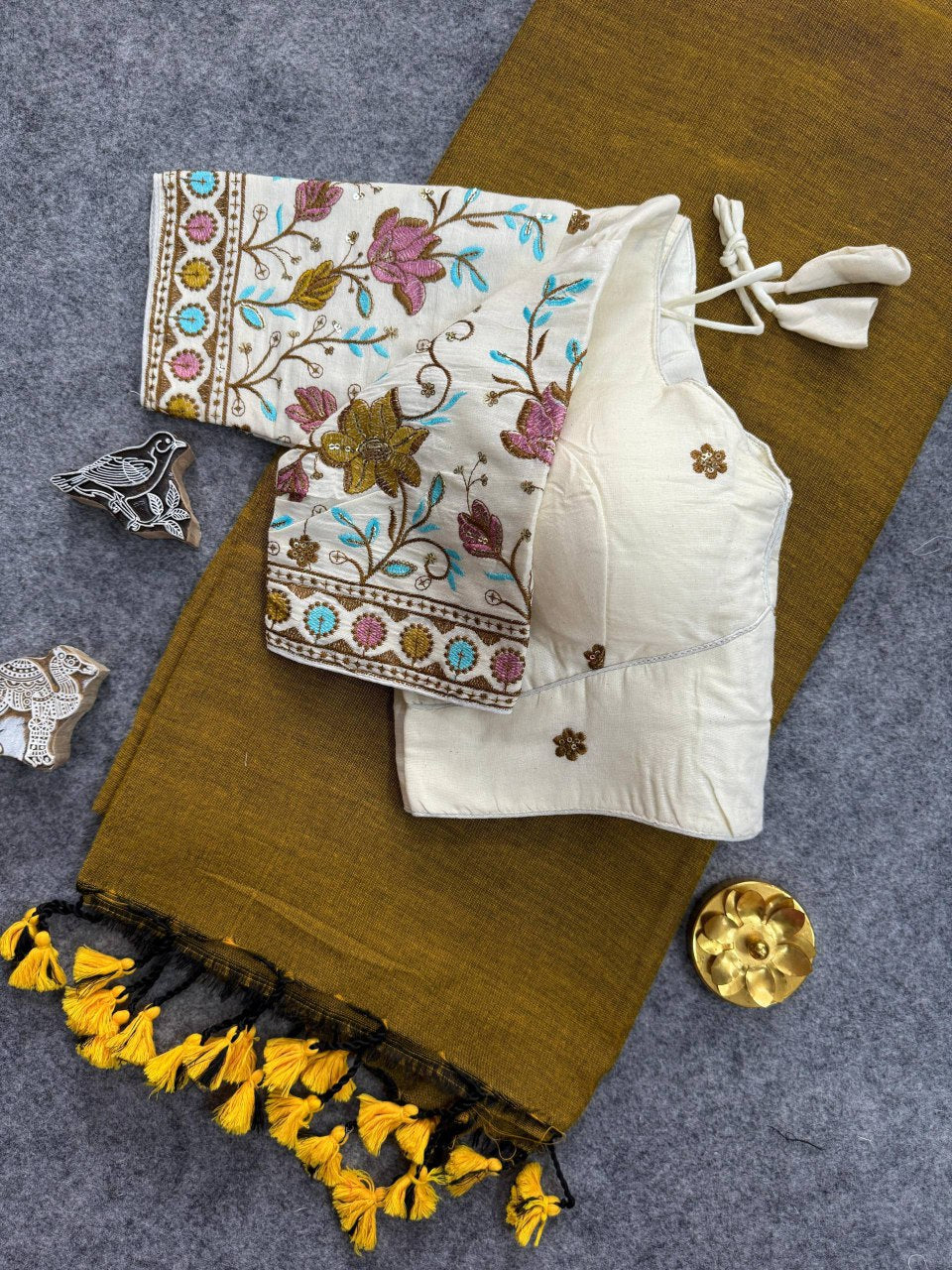 Khadi Cotton Saree and Blouse