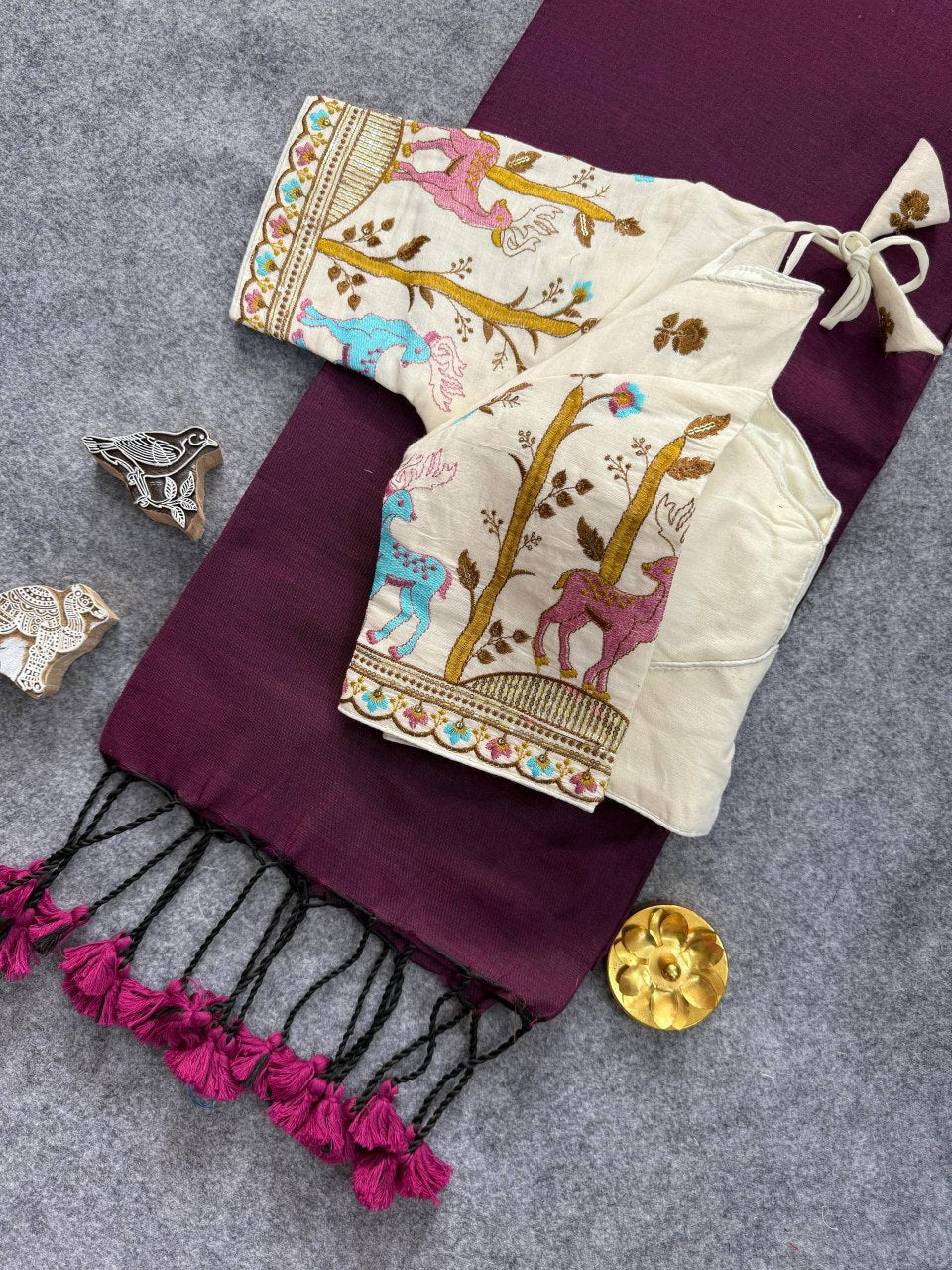 Khadi Cotton Saree and Blouse
