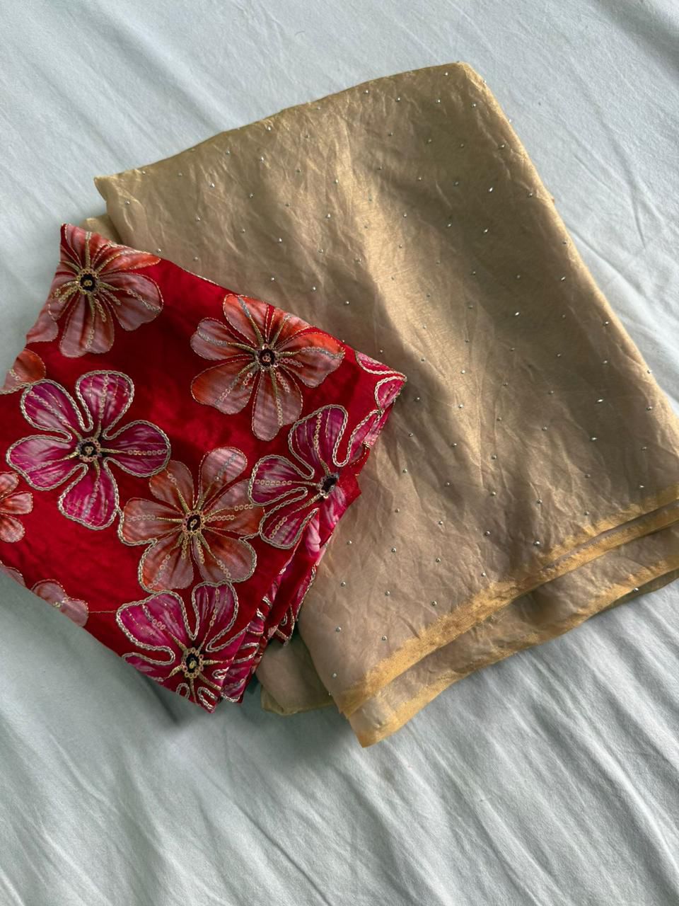 Space Soft Dual Shade Saree with Siroski Work