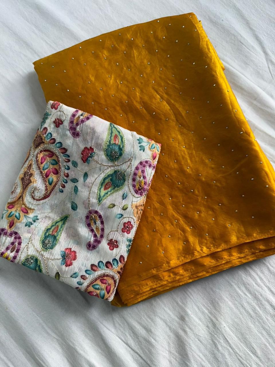 Space Soft Dual Shade Saree with Siroski Work