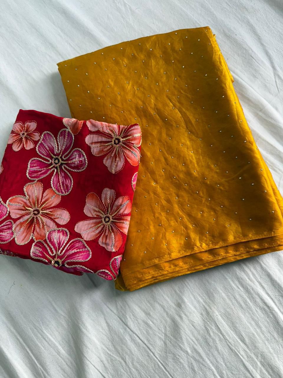 Space Soft Dual Shade Saree with Siroski Work