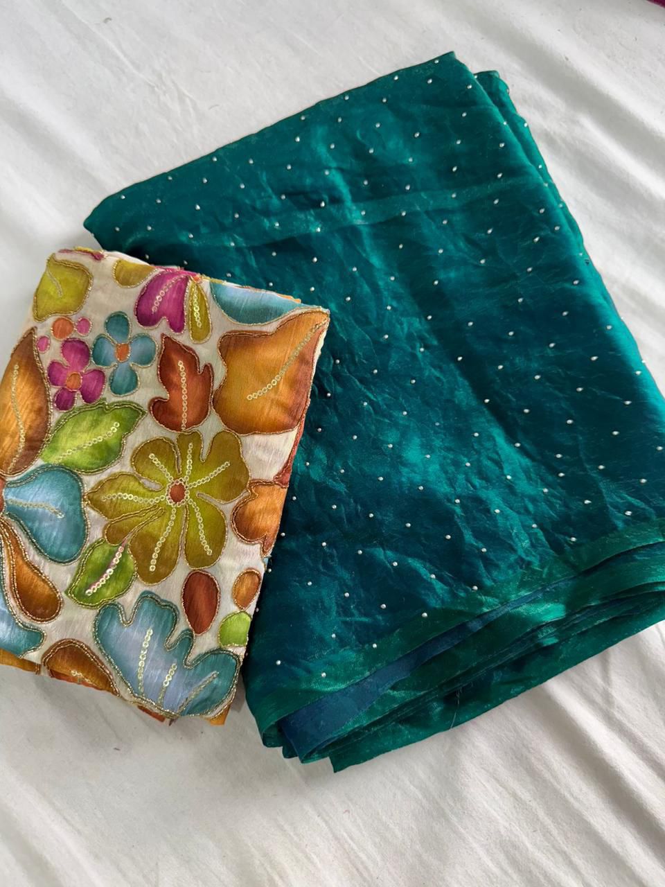 Space Soft Dual Shade Saree with Siroski Work