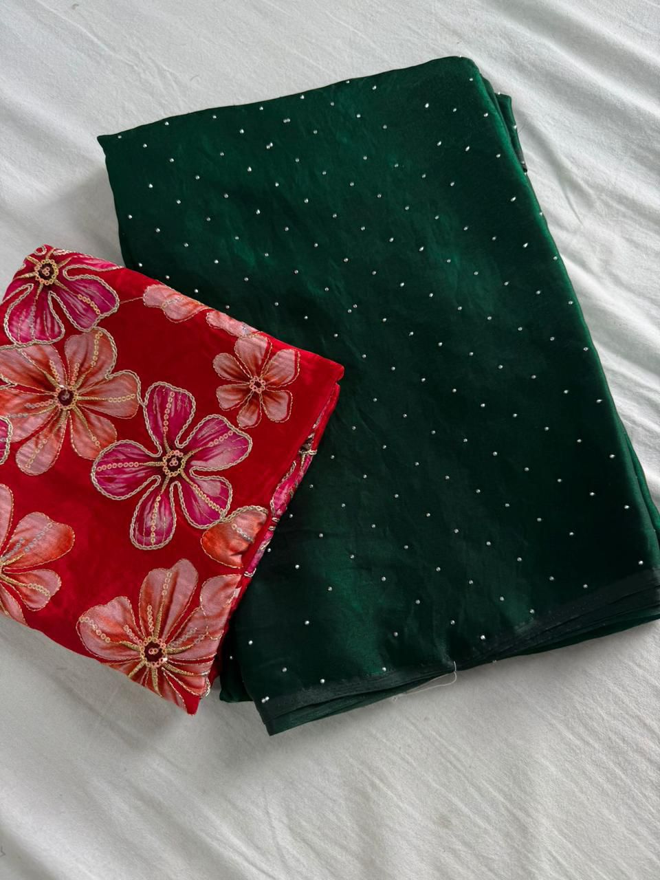 Space Soft Dual Shade Saree with Siroski Work