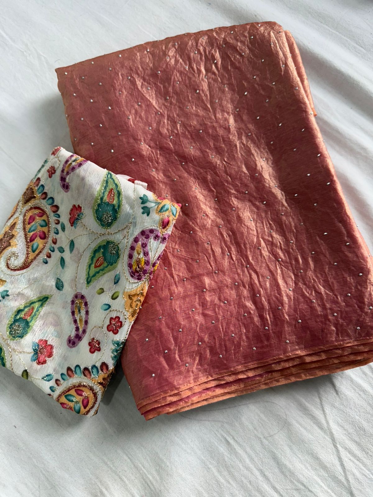 Space Soft Dual Shade Saree with Siroski Work