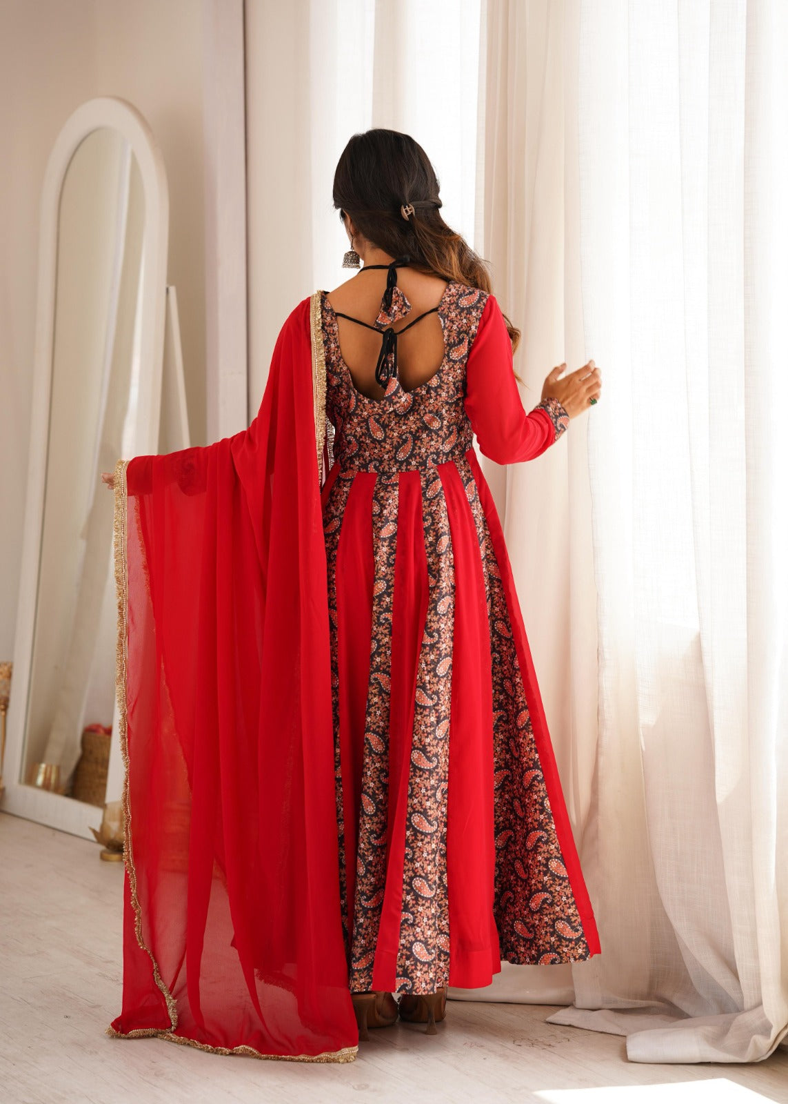 Red Embroided Anarkali