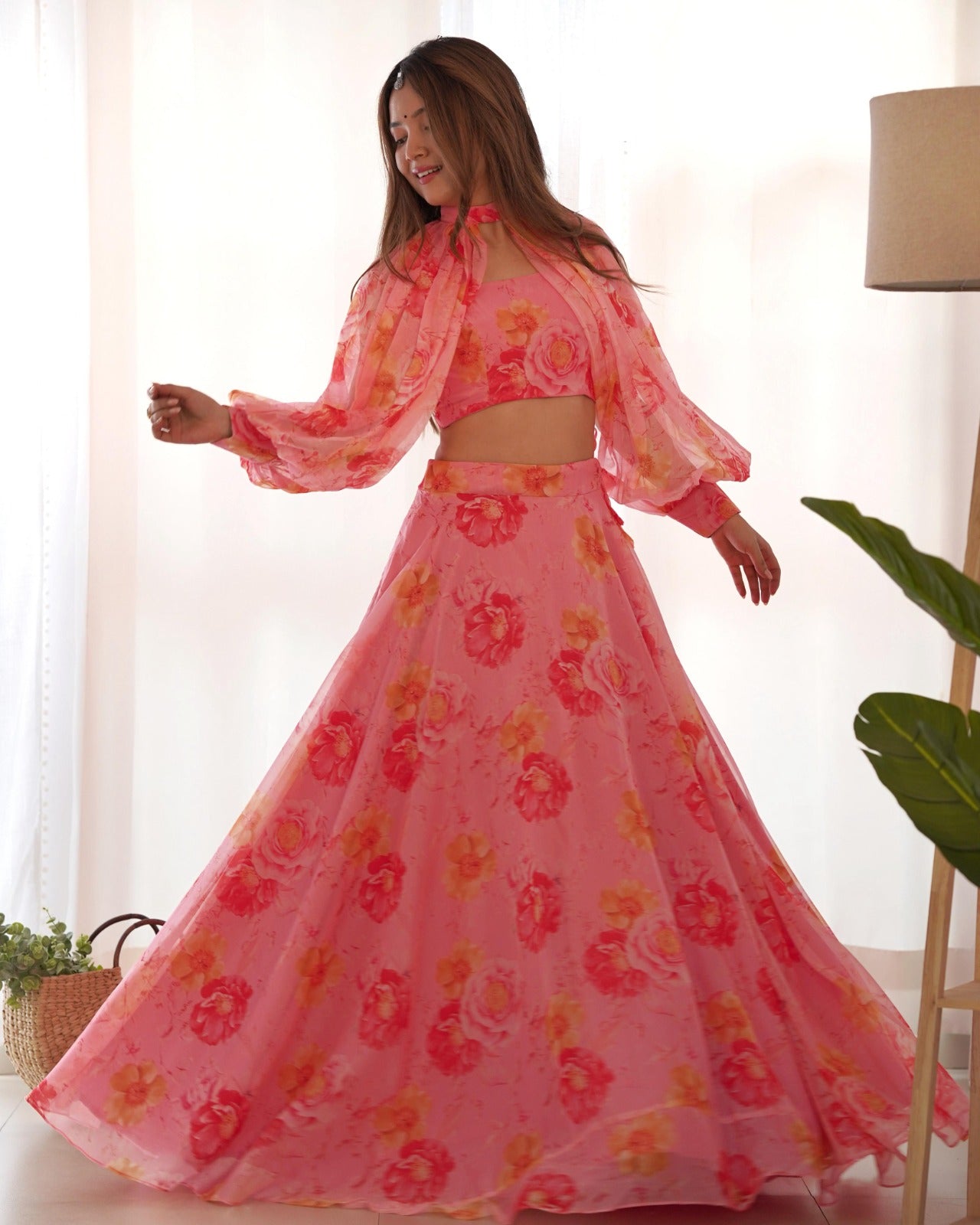 Floral Organza Lehenga Choli