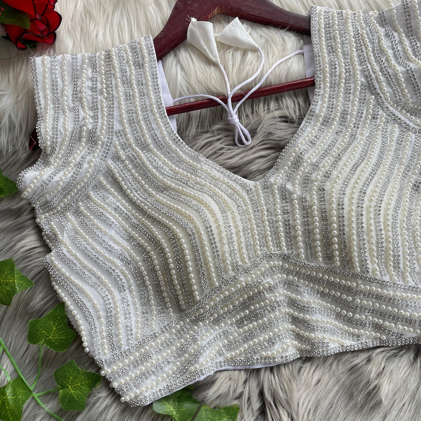 Pearl Blouse - Silver Short Sleeves