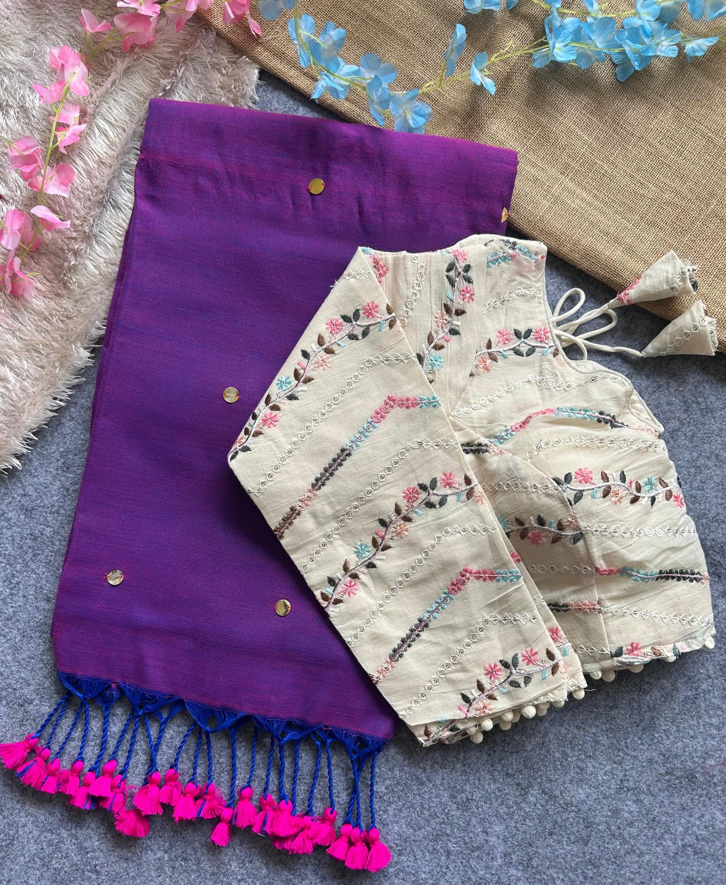 Khadi Cotton Saree and Blouse