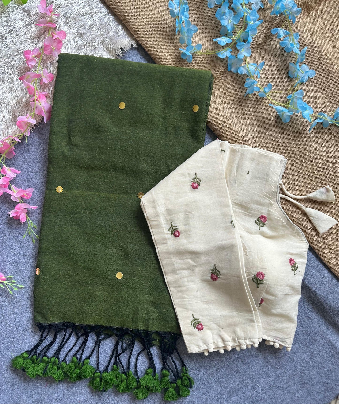 Khadi Cotton Saree and Blouse