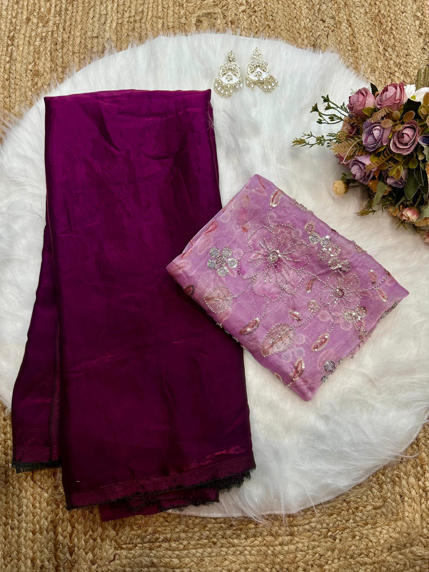 Soft Space Silk Two-Tone Saree