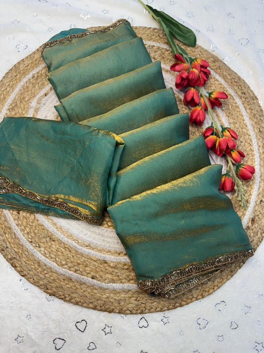 Chiffon Handwork Lace Saree