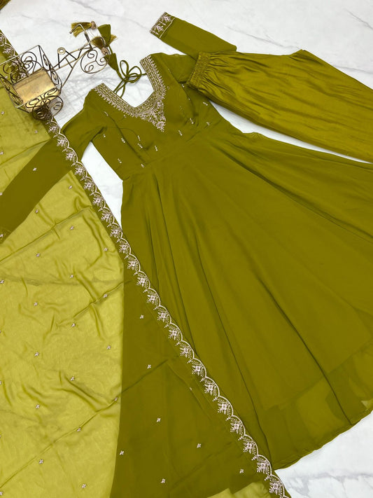 Georgette Fully Flared Anarkali Set